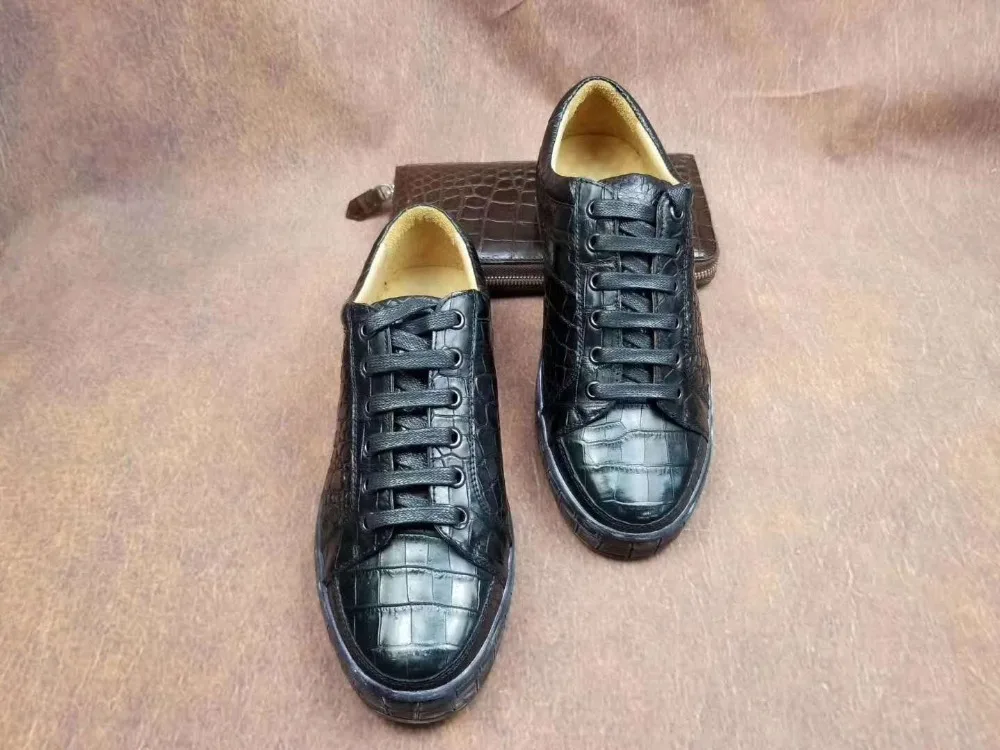 Настоящая крокодиловая кожа, мужская обувь, черный и коричневый цвет, матовая крокодиловая кожа, мужская обувь, обувь для бизнеса, кроссовки