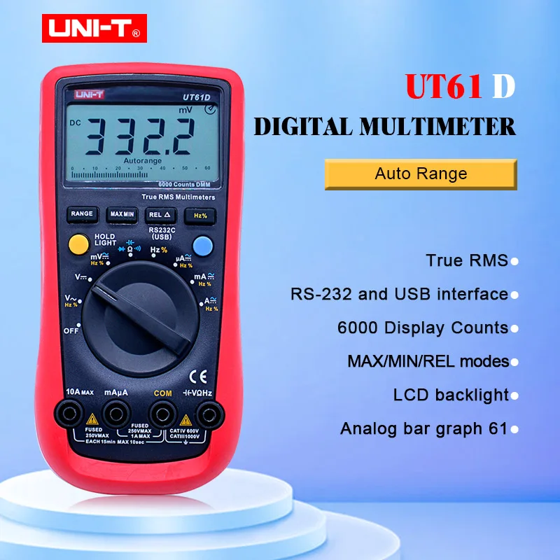 Цифровой мультиметр UNI T UT61D True RMS Авто Диапазон 6000 отсчетов Современные Цифровые