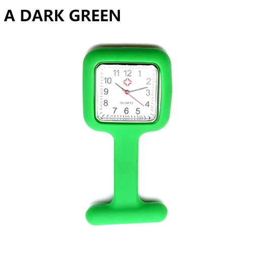 Силикон Медсестра часы Брошь Туника Брелок часы с бесплатной батареей доктор медицинская новая система прямых поставок - Цвет: Style A Dark Green
