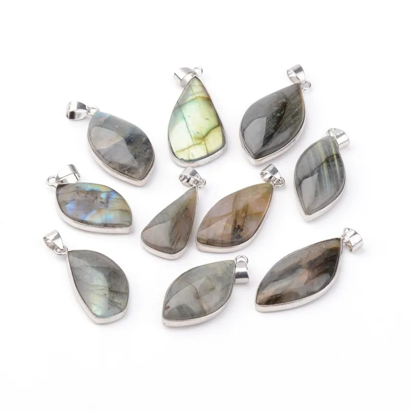 

10pc Mixed Shape Natural Labradorite Stone Pendants Charms Irregular For DIY Jewelry Accessories Making Necklaces Hole:4x6mm F60