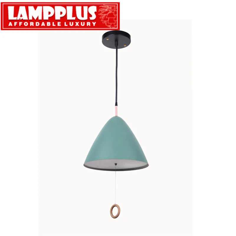 

Lampplus Nordic Macaron Cone Pendant light Droplight Ceiling lamp iron painted with wooden ring switch