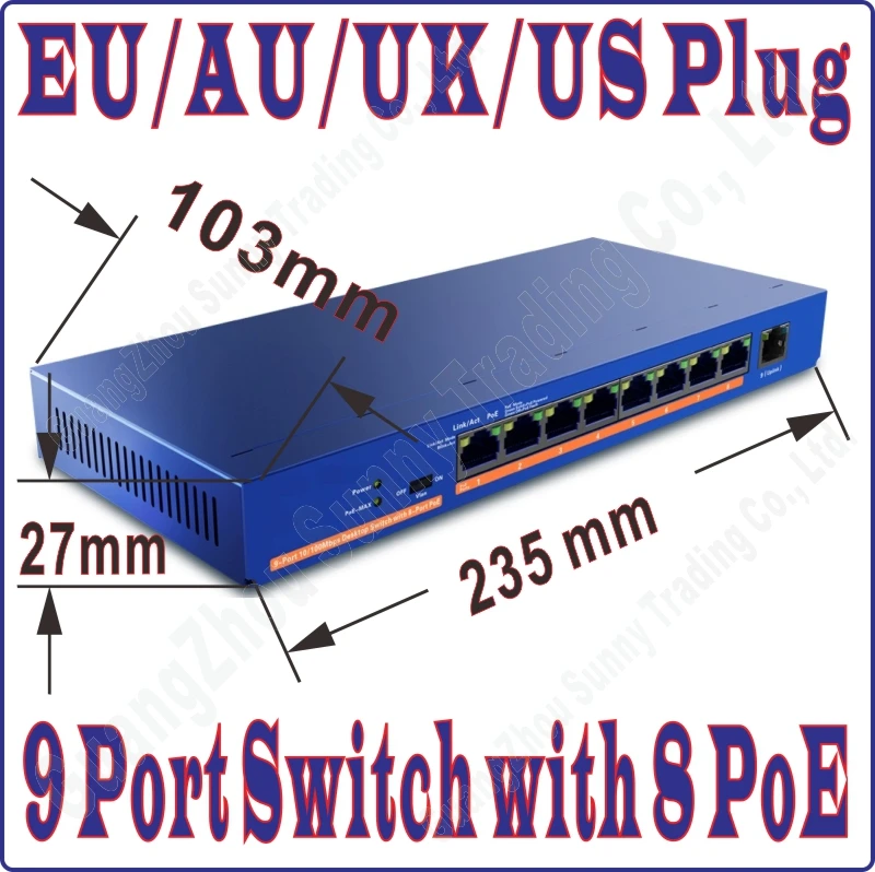 9 Порт 8 poe коммутатор IEEE802.3af PoE костюм для всех видов poe камера или AP сетевые коммутаторы Plug& Play