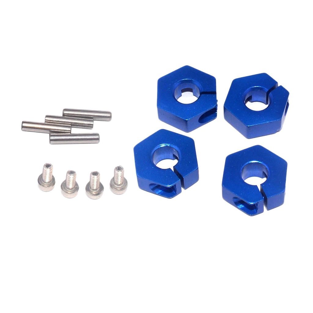 4 Pieces Aluminum 5.0 Wheel Hex 12mm Drive Hubs Pins&Screws for 1/10 RC Car