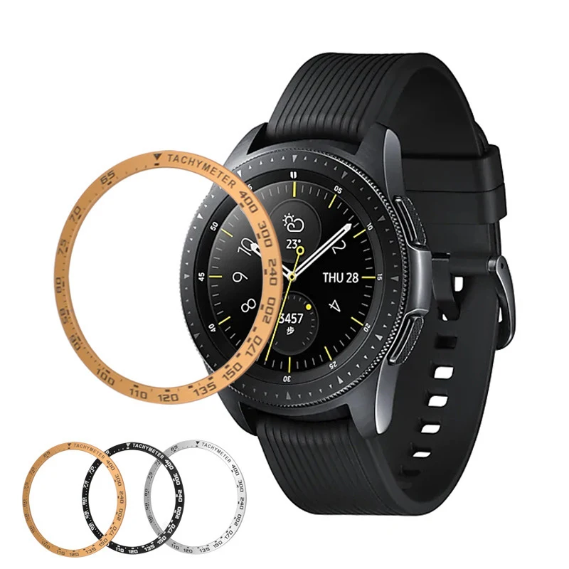 

Newest Colorfuls Smart Watch Cover for Samsung Galaxy Watch 42/46mm Bezel Ring Adhesive Cover Anti Scratch Metal