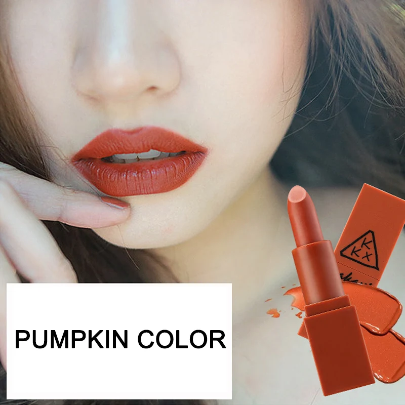 Five Pcs Pumpkin Eating Earth Color Big Red Lipstick Waterproof Mini Combination 666
