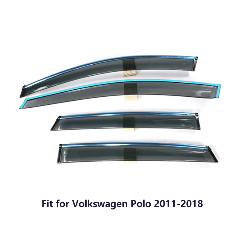 Chuky 4 шт. ABS оформление окон Автомобиля Козырьки навесы дождевик для Volkswagen Polo хэтчбек 2011- аксессуары - Цвет: Polo Hatchback 11-18