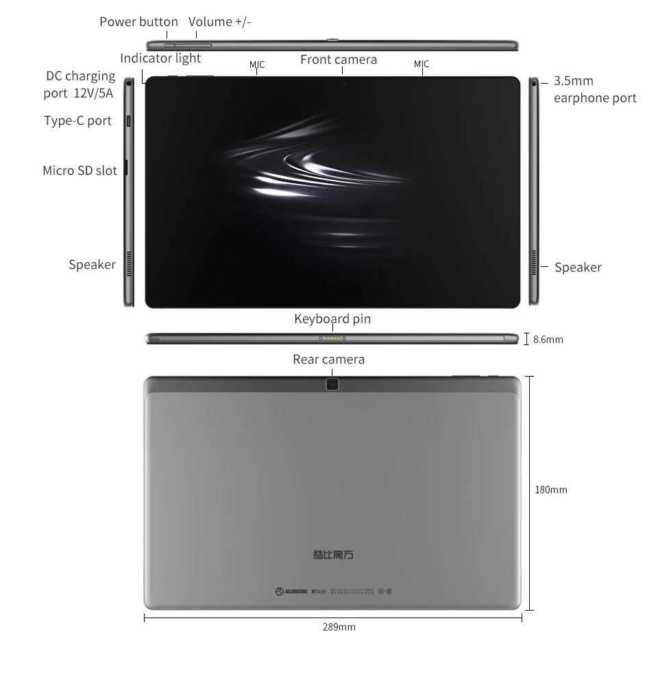 ALLDOCUBE Knote 11,6 дюймов планшетный ПК 1920*1080 ips полный вид Windows10 intel Apollo Lake N3450 четырехъядерный 6 ГБ оперативной памяти 128 ГБ rom планшет