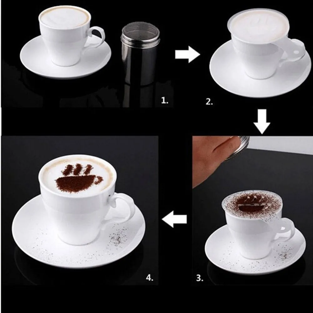 16pcs new Plastic Garland Mold Fancy Coffee Printing Model mould Thick Cafe Foam Spray Template Barista Stencils decoration tool