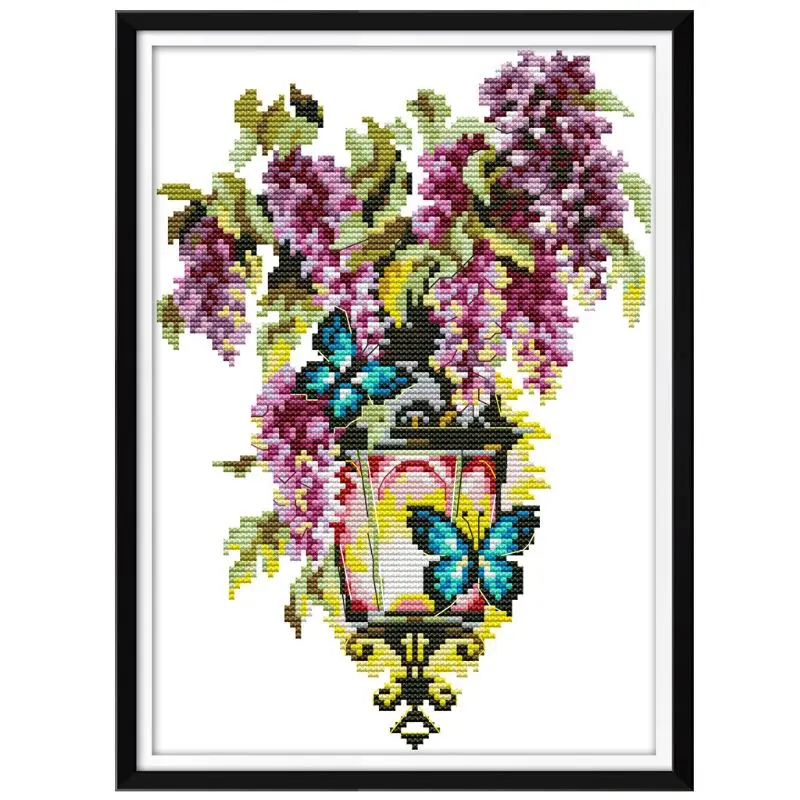 

Butterfly Light Needlework Counted 14CT Printed DIY Handmade Cross Stitch Embroidery Kit Set Home Decoration