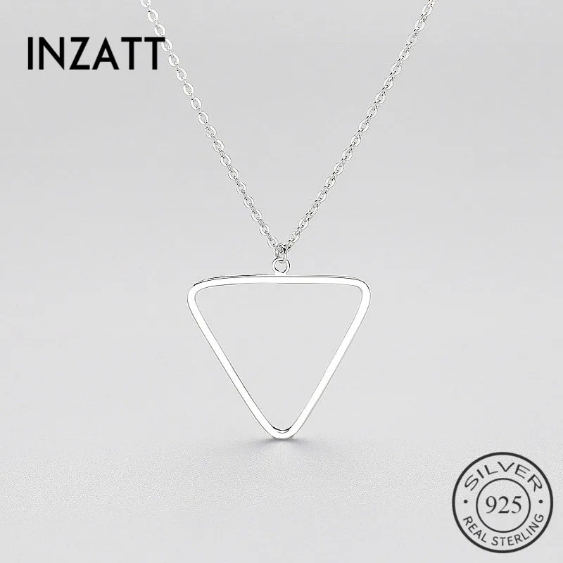 

INZATT Minimalist Geometric Hollow Triangle Pendant Necklace For Women Charm 925 Sterling Silver Fashion Jewelry Bijoux 2018