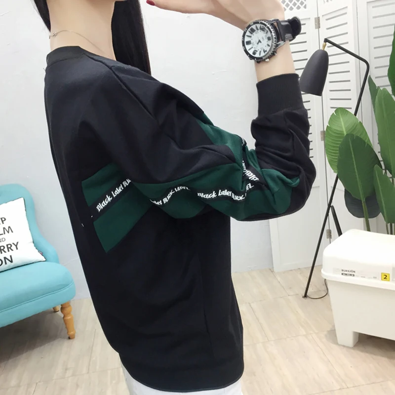  shintimes Letter Women Pullover Sweatshirt Long Batwing Sleeve Casual Sudadera Mujer 2019 Winter Ho