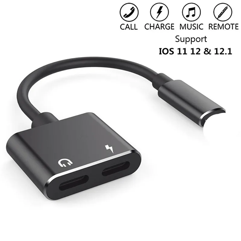 

2 in1 For lighting Jack to Headphone Audio Charge Adapter IOS 12.1.4 For iPhone XS Max 7 8 Plus X XR Earphone AUX Charging Cable