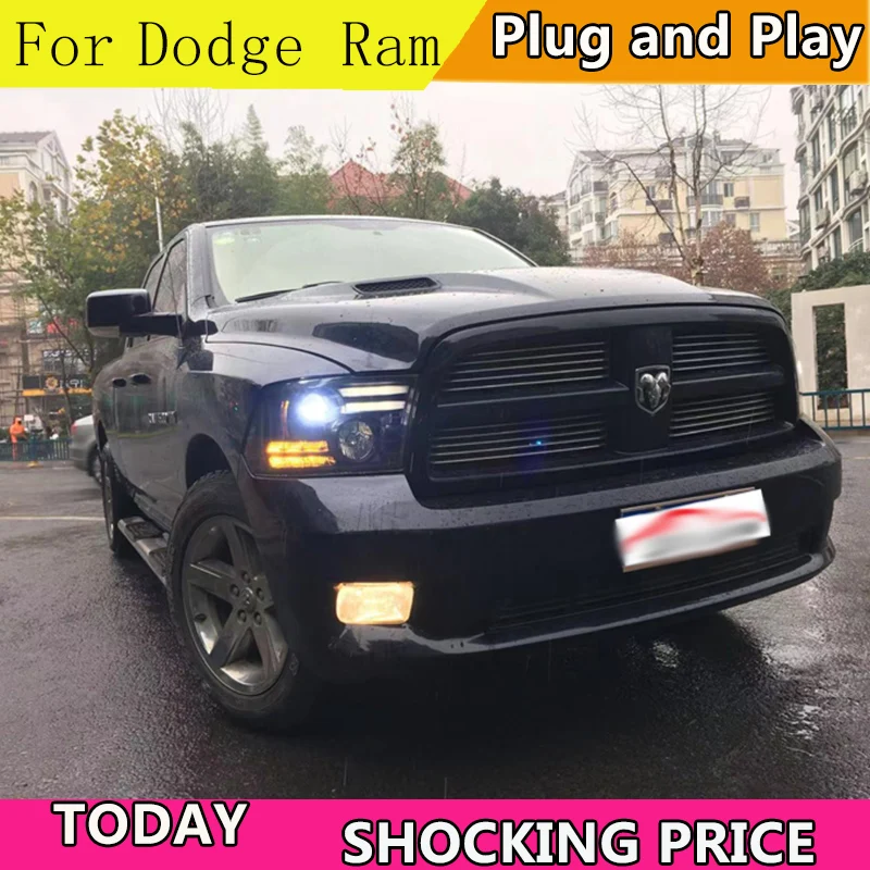 Автомобильный Стайлинг светодиодный налобный фонарь для Dodge Ram светодиодный фары 2013 из-за Ram drl H7 Биксеноновая разрядная лампа высокой интенсивности для объектива ГЛАЗА АНГЕЛА Фары ближнего и дальнего света