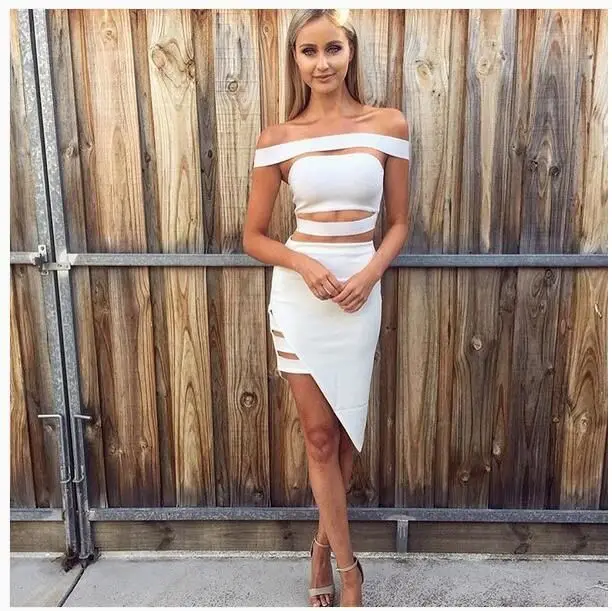 

3 Colors Top Quality Celebrity Irregular Black White Grey Hollow Out Bandage Skirt Sexy Bodycon Skirt