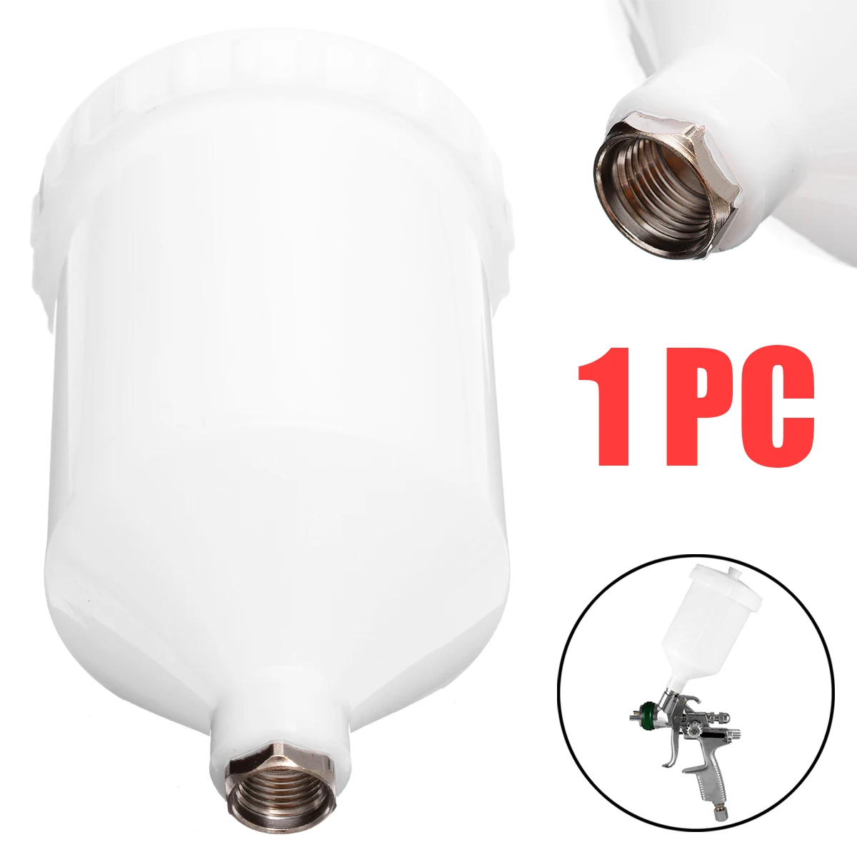 

Plastic Sprayer Cup Air Gravity Feed Spray Paint Pot Thread Connector Power Tools Accessory 600ml