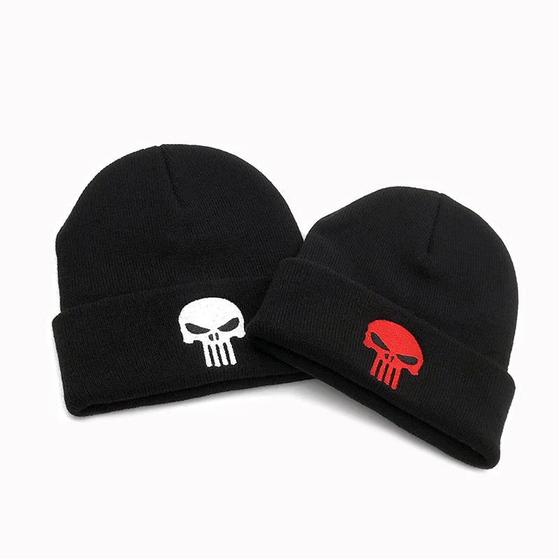 Мужская зимняя трикотажная шапка с вышивкой черные шапочки|Мужская Skullies &