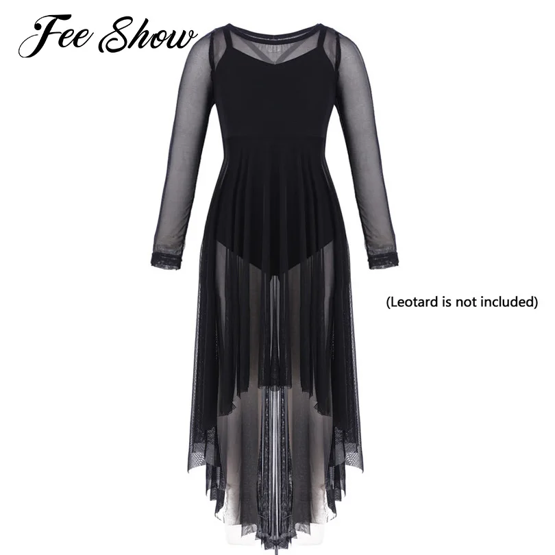

Kids Girls Elegant Ballroom Dress Ballet Leotards Mesh Long Sleeves Loose Fit Latin Dance Dress for Girls Performance Dancewear