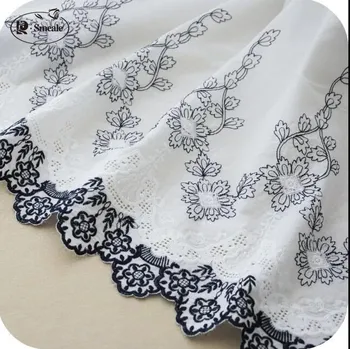 

New Navy Bilateral Symmetry Cotton Openwork Embroidery Lace Fabric Skin-friendly Soft Summer Dress Width 130cm RS10