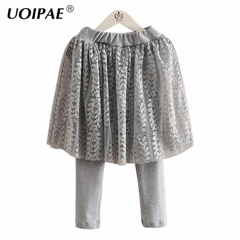 

Baby Girl Leggings 2018 Spring New Casual Lace Solid Kids Pants Elastic Waist With Skirt Simple Kids Clothes Girls 4670W