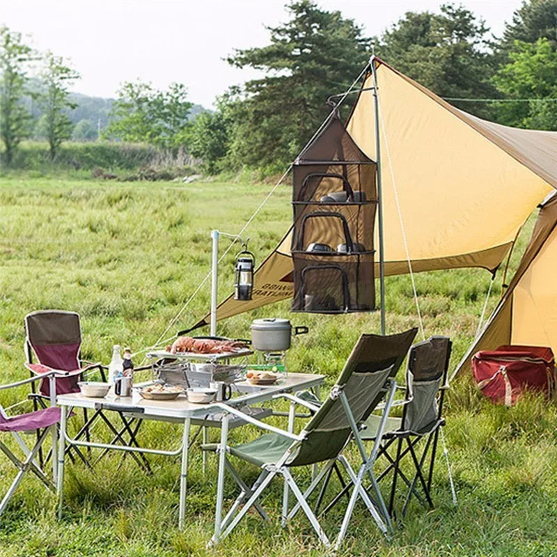 Red de secado plegable para Camping malla colgante portátil para tazón taza tenedor alimentos plato al aire libre barbacoa estante cesta de almacenamiento vajilla