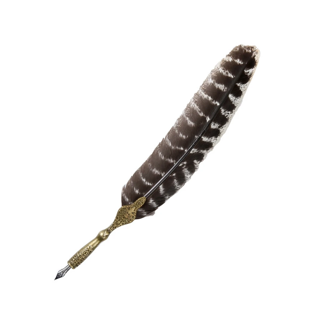 

Creative Craft Vintage Feather Pen Vintage Carved Metal Drown Pen Signature Gift Continental Vintage Ink Feather Pen Set Gift