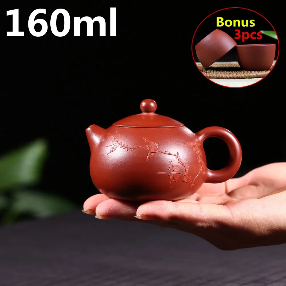 

Chinese Teapot Ceramic Tea Set 160ml Porcelain Tea Pot Teapots Yixing Zisha Clay Famous Handmade Pots Bonus 3 Tea Cups