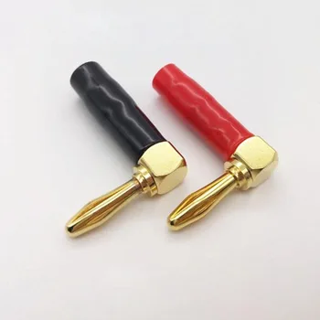 

4pcs Audio Speaker Connector Banana Plug 4mm Elbow Speaker Cable Connection Banana Socket L Type Gold-plated