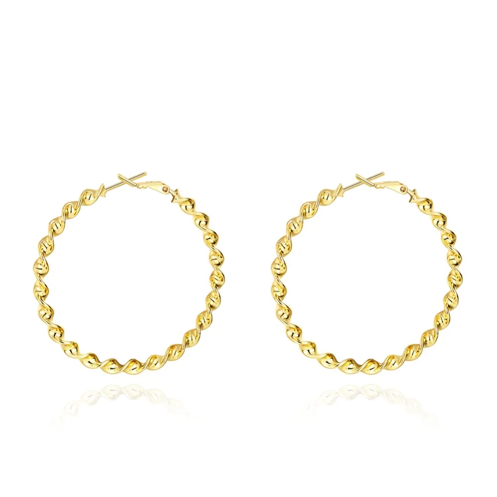 5CM Big Round Circle Hoop Earrings Gold Color Classic Twisted Statement Women Romantic Gift Trendcy Fashion Jewelry | Украшения и
