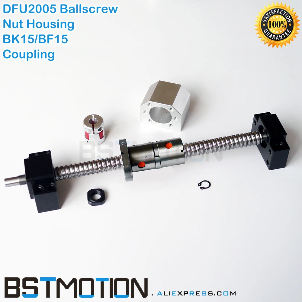 

2005 Ballscrew 300mm 400 500mm 600mm 700 750mm 800 900 1000mm 1100mm 1200mm 1500mm DFU2005 Double Ballnut +BK15 BF15 Coupling