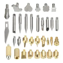 Горячая 37 шт. ЕС Plug железная ручка дровяной пайки Tool Kit Craft вырезка набор для тиснения для деревообработки кожа пробки розничная продажа