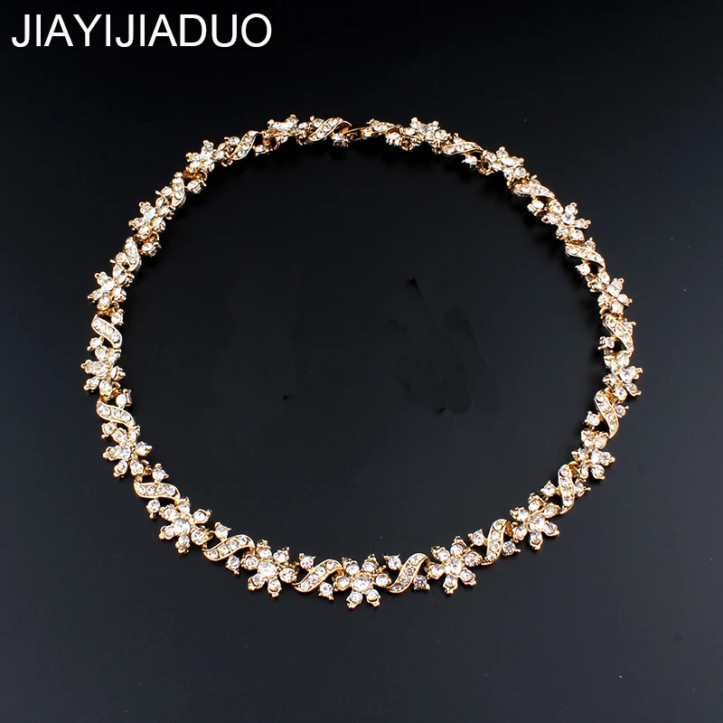 

jiayijiaduo African women fashion necklace gold color crystal chokers necklace jewelry dropshipping