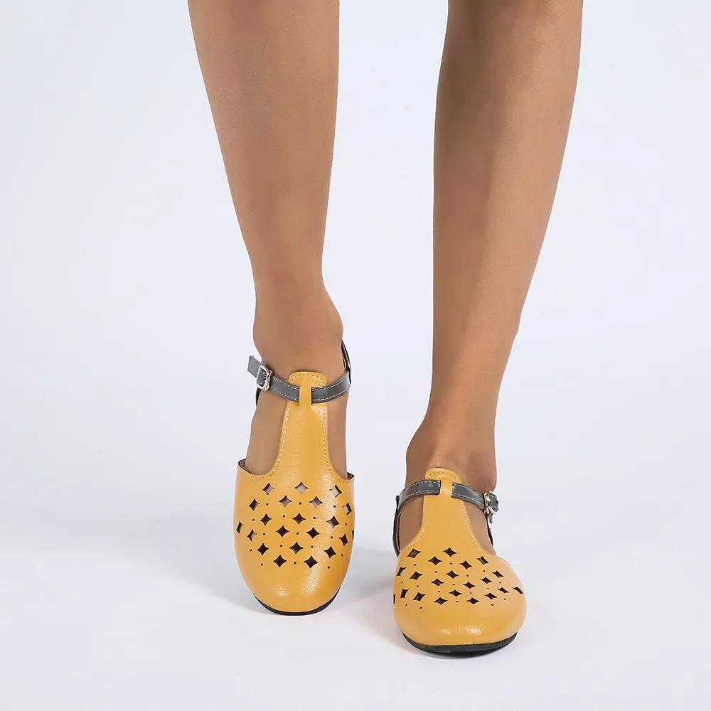 Лидирующий бренд; Новинка года; женские сандалии; женские модные однотонные сандалии на плоской подошве в стиле ретро с пряжкой; римские тапочки с отверстиями; Zapatos De Mujer