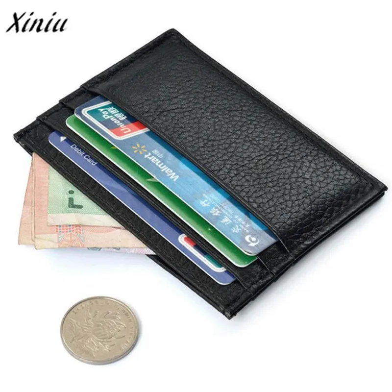 

Slim Credit Card Holder Mini Wallet ID Case Purse Bag Pouch Black Card Holder Card Case Organizer Leather Mini Men Wallets