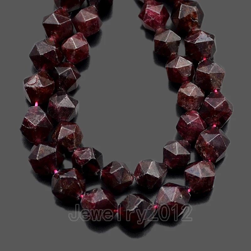 

3Strands/Lot Natural Red Garnet Gem stones 24 Faceted Polygons Spacer Beads Diy Jewelry 15'' Strand 6mm 8mm 10mm Wholesale