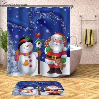 

Merry Christmas shower curtain fabric 3d bathroom shower curtains bath curtain waterproof curtains with hooks