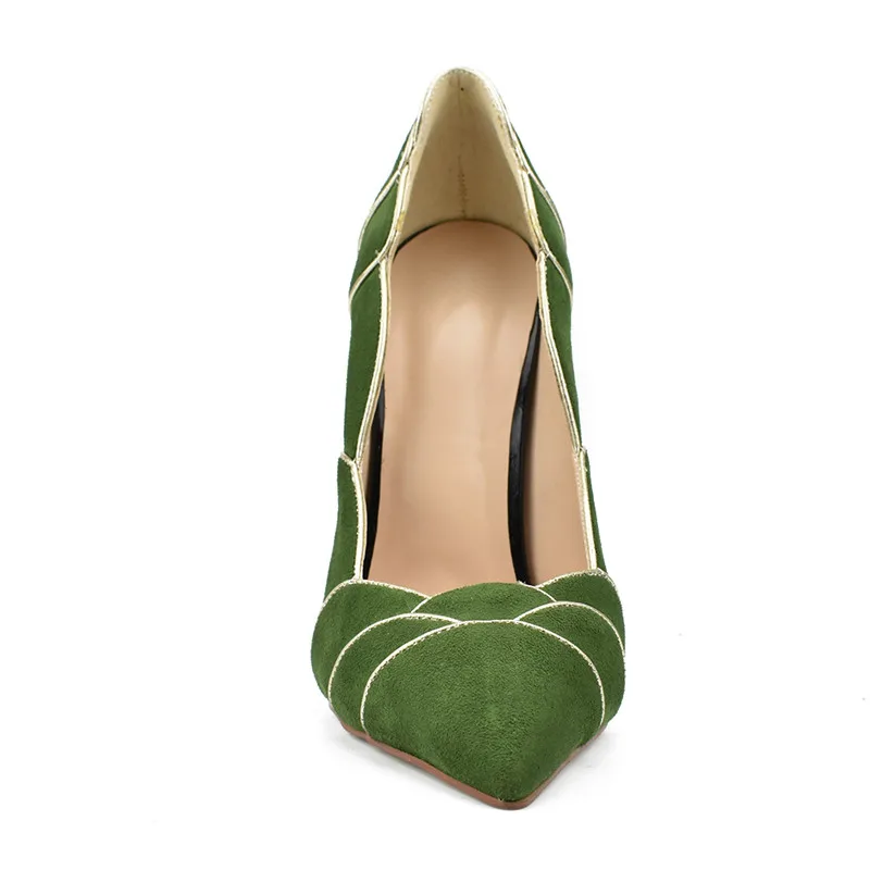 WETKISS/туфли-лодочки на высоком каблуке-шпильке; женские туфли-лодочки с острым носком; женская обувь из флока; закрытые туфли для вечеринки; Женская Осенняя обувь зеленого цвета; Новинка года