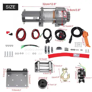 

Oversea 3600LB 12V Electric Winch for Car Yacht ATV Truck Boat Trailer Quad Bike Boat Electric Winch Car Accessories