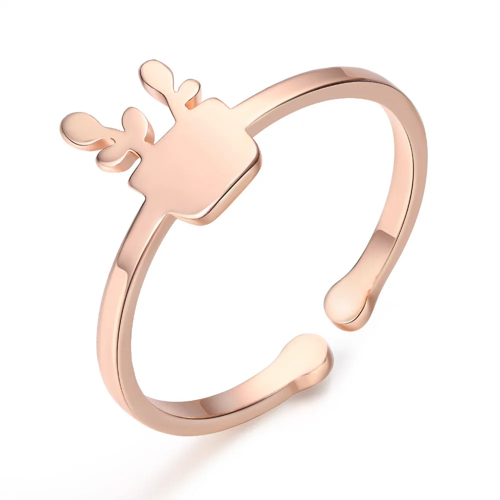 

1PC Fashion Stainless Steel Flower Pot Mid Adjustable Joint Rings For Women Rose Gold Color Open Finger Ring Anel Jewelry R115