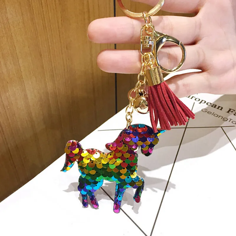 

Cute Unicorn Keychain Glitter Mermaid Sequins Key Chain Gifts for Women Car Bag Pendant Accessories Key Ring Jewelery