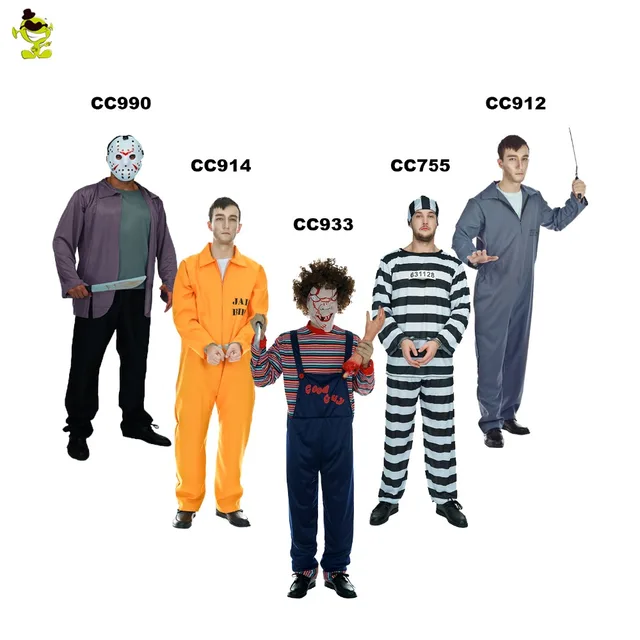 mens prisoner halloween costume bloody prisoner clothes men prison uniform freddy vs jason party killer