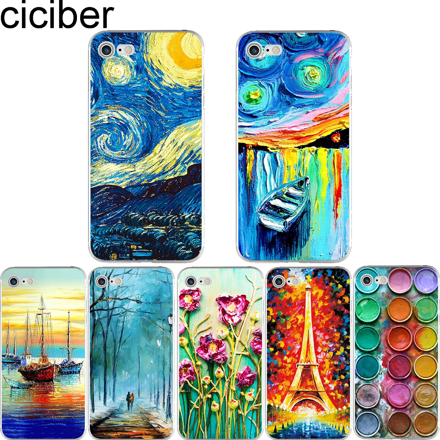 ciciber Van Gogh Oil Painting Pattern Soft Silicon Phone Cases Cover