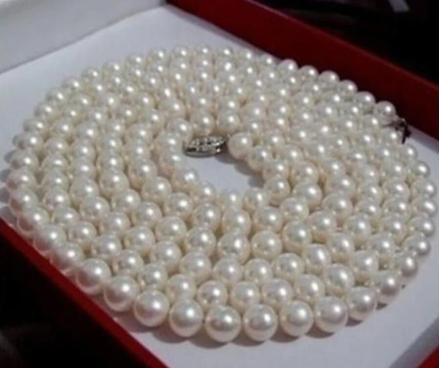 

Miss charm Jew912 7-8mm white AAA Freshwater CULTURED round pearl necklace 35''