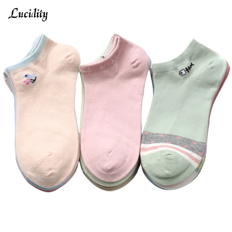 

Summer Combed Cotton Short Socks Female Cute Cartoon Animal Shallow Mouth Women Boat Socks 5pairs/lot =10pieces