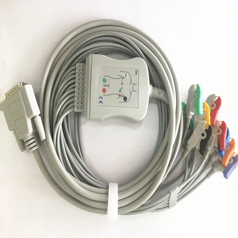 Совместим с Nihon kohden 9010/9020/9620 ECG кабелем 10 ecg leadwires ekg (без резистора) DB 15pin для