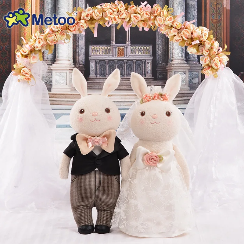 

1 Pair 2pcs Wedding Rabbit Dolls Soft Stuffed Toys For Lovers Cute Sweet Cartoon Plush Bunny Romantic Valentine Birthday Gift