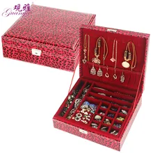 Леопардовый узор, сексуальный стиль, высокое качество, новинка, кожаный чехол для драгоценностей, супер большая квадратная форма, коробка для хранения ювелирных изделий