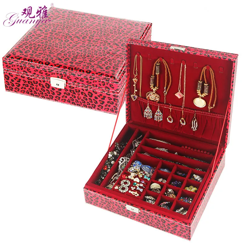Leopard Pattern Sexy Style High Grade 2018 New Leather Jewel Case Super Large Square Shape Jewelry Box Jewelry Storage Box Leopard Pattern Sexy Style High Grade 2018 New Leather Jewel Case Super Large Square Shape Jewelry Box Jewelry Storage Box