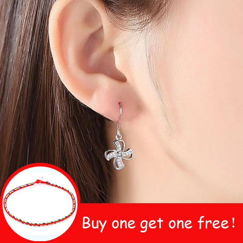 

brincos 2019 earing korean geometric windmill wedding dangle drop earrings jewelry earrings for women female silver zircon