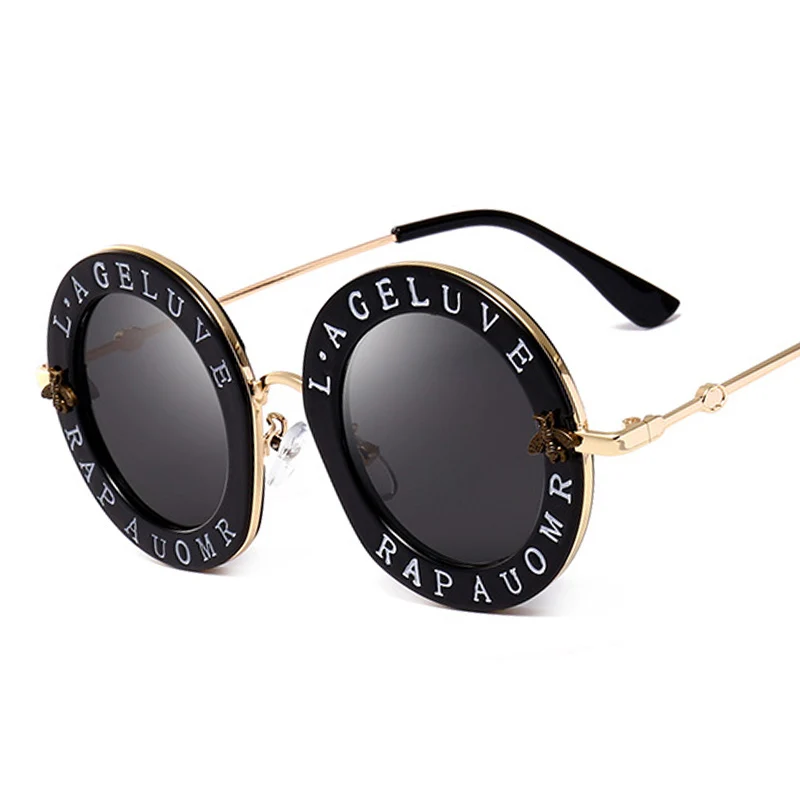 

SO&EI Women Round Bee Sunglasses Retro Colorful Frame Ladies Men With Gradient Lens Glasses 8697