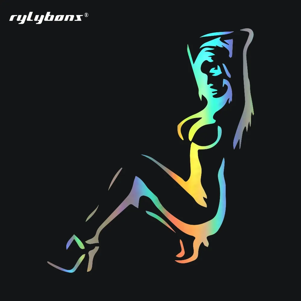 

Rylybons 1 PCS 13.2*15.6CM Car Sticker Sexy Girl Vinyl Decal Motorcycle Car window door Accessories car-styling